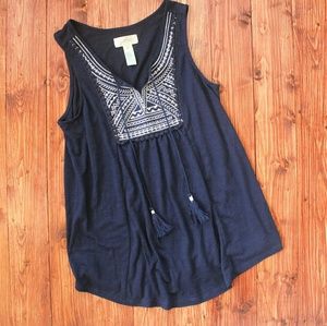 Just Be Navy Boho Tank